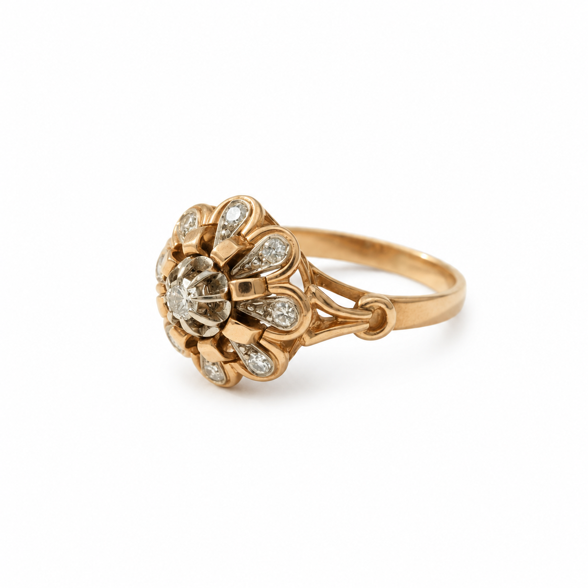 Daisy Tank Ring - Rose Gold - Diamonds