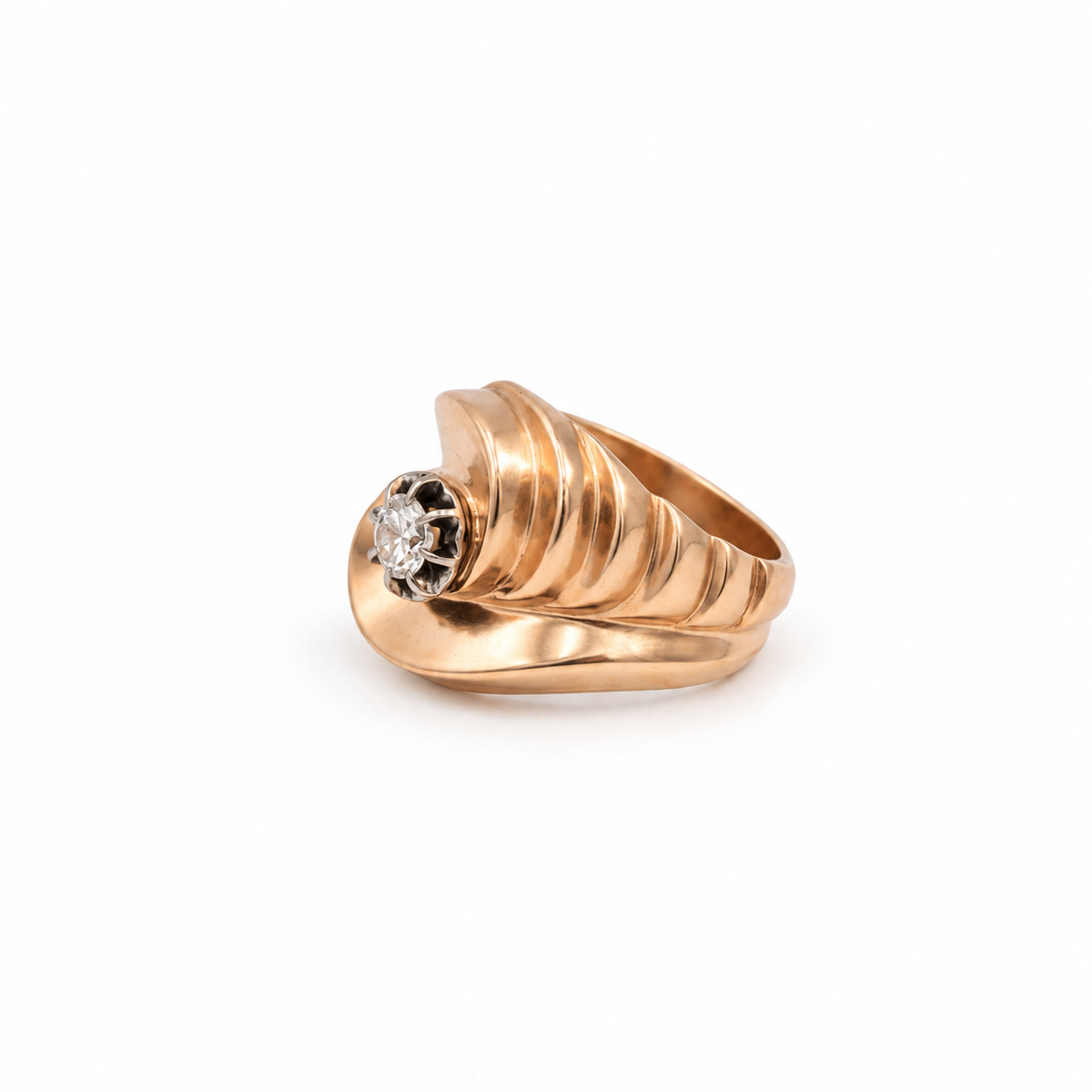 Bague Tank - Or Rose - Diamant 0,25 Carat