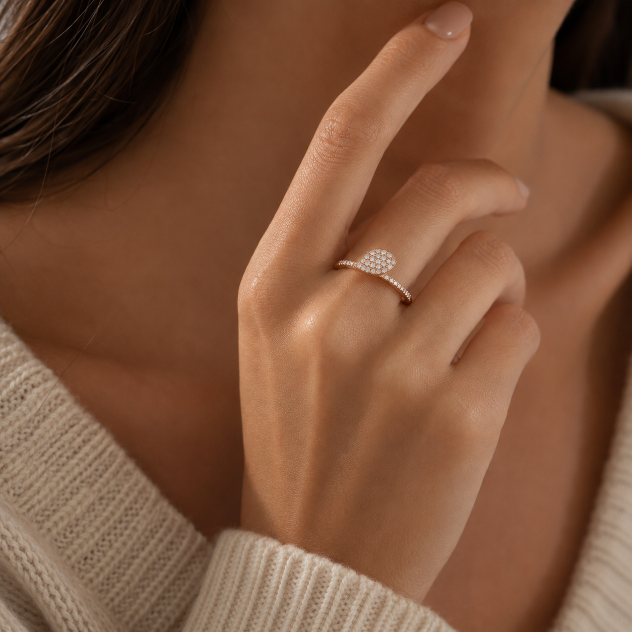 Pasquale Bruni - Bague Feuille simple - Or Rose et Diamants