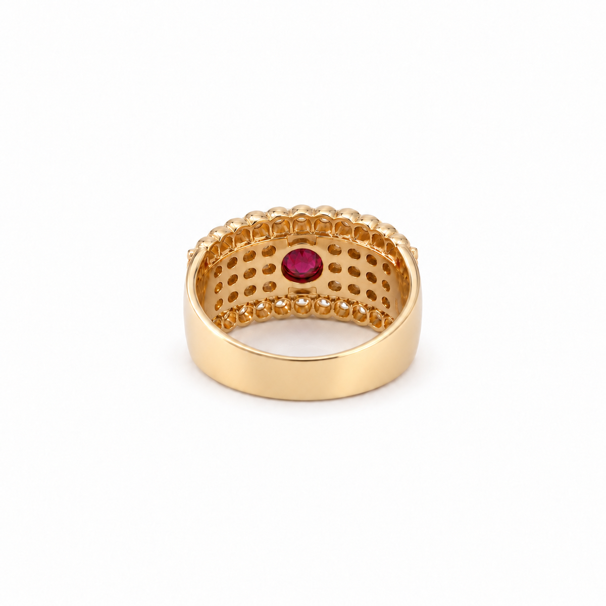 Bague bandeau Or jaune - Rubis et Diamants