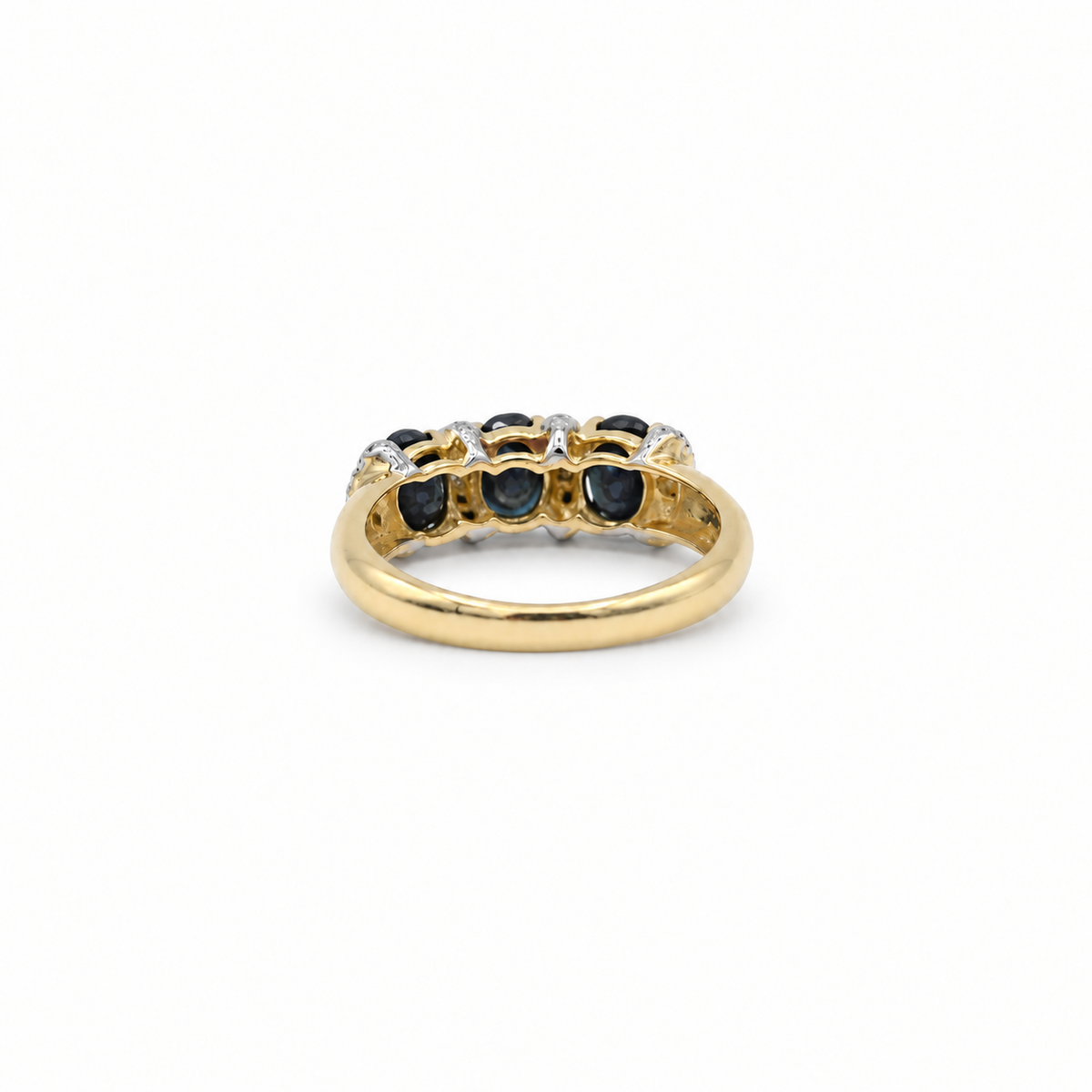 Bague trilogie or jaune et blanc - saphirs et diamants