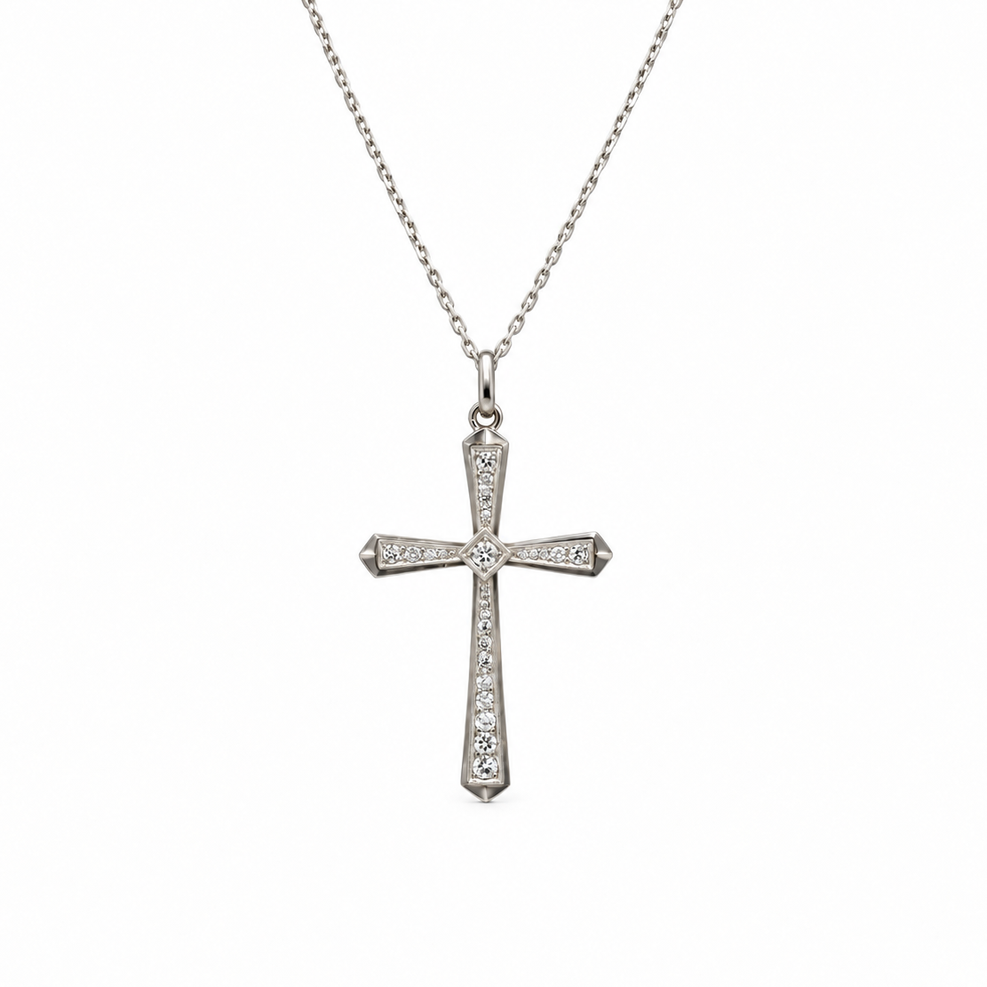 Art Deco - White gold and diamond Cross Pendant