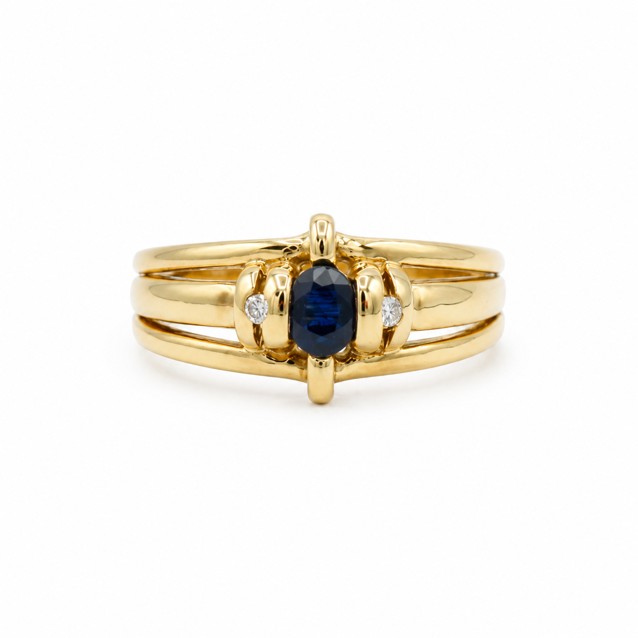 Bague or jaune - Saphir et Diamants