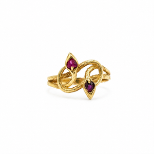Bague Serpent Or jaune - Rubis