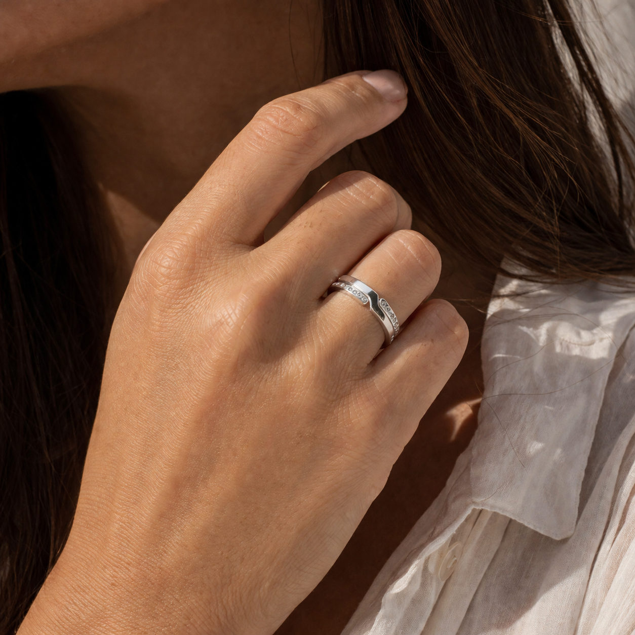Dinh Van - Seventies - Bague Or blanc et Diamants