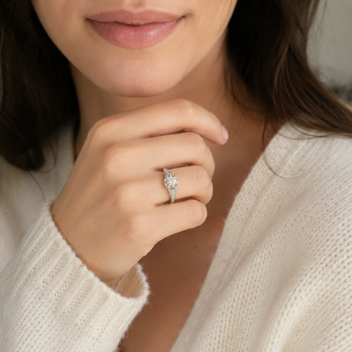 Art déco - Bague Or blanc - Diamants