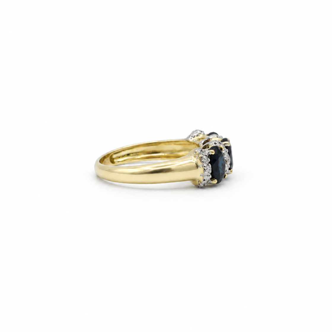 Bague trilogie or jaune et blanc - saphirs et diamants