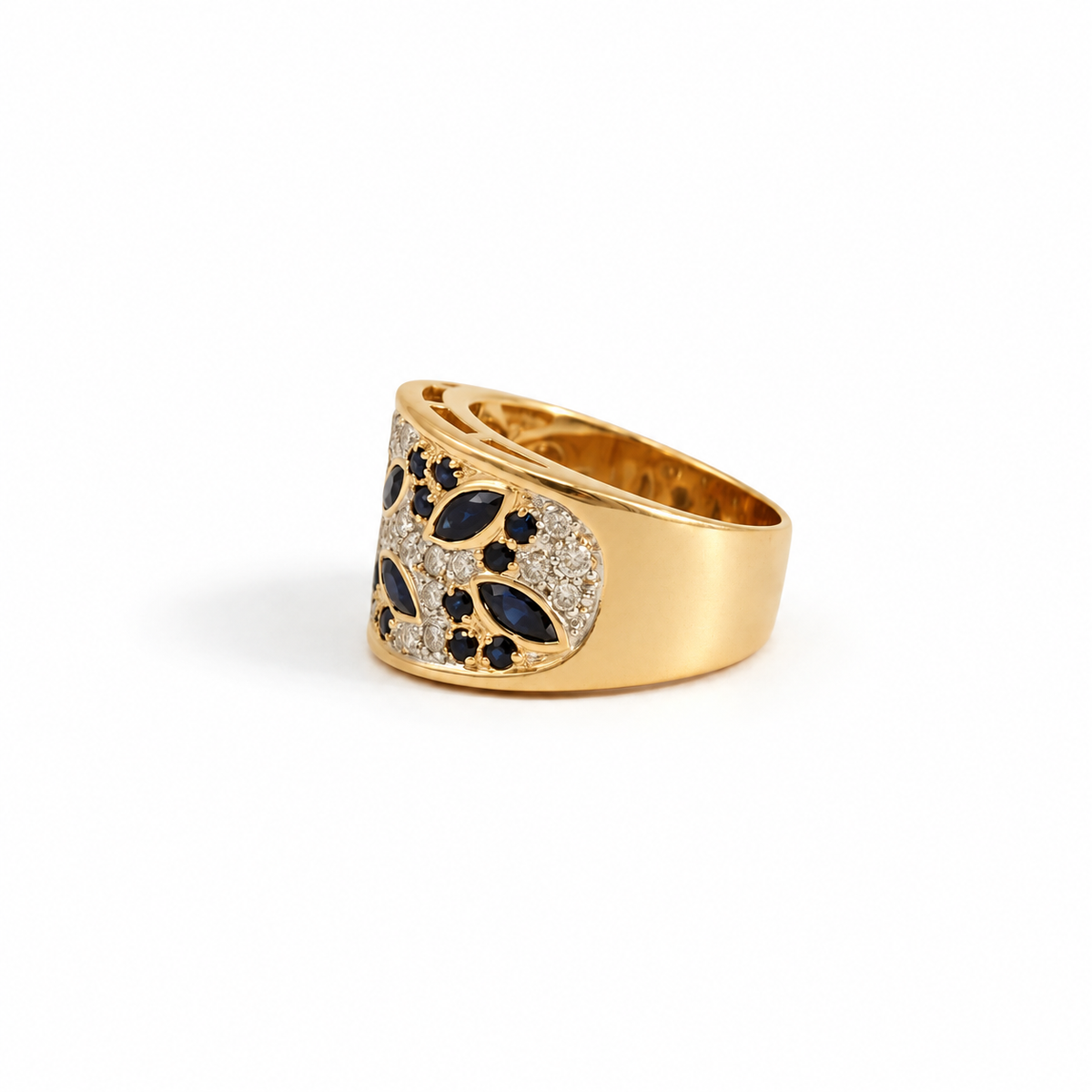 Bague Bandeau - Or jaune et Saphirs