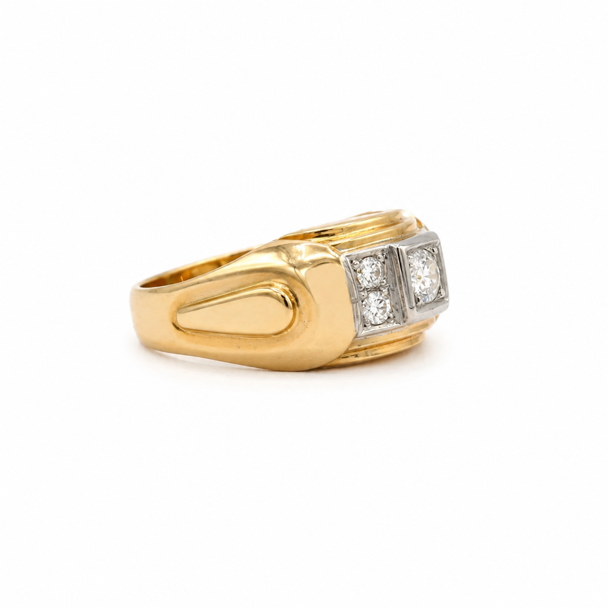 Bague Tank - Or Rosé - Diamants