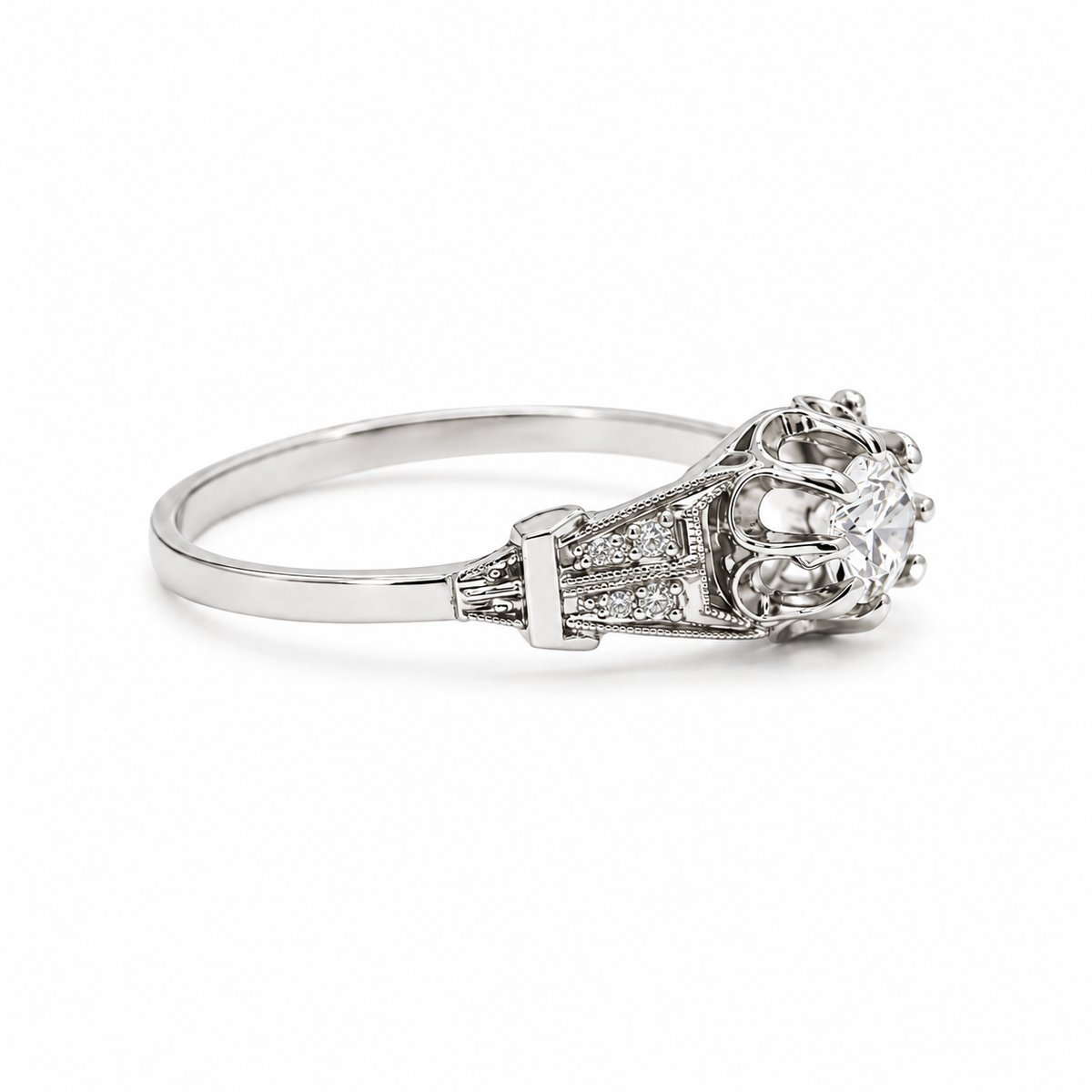 Art déco - Bague Or blanc - Diamants