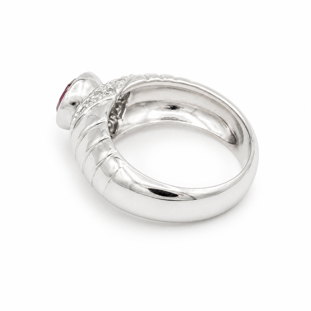 Bague Jonc - Or blanc Rubis et diamants