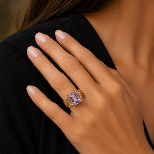 Bague Ancienne - Or Rosé - Améthyste - Année 60