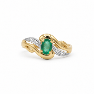 Bague Or Jaune et Blanc Emeraude 0,30 carat