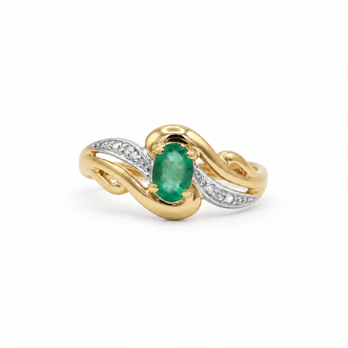 Bague Or Jaune et Blanc Emeraude 0,30 carat