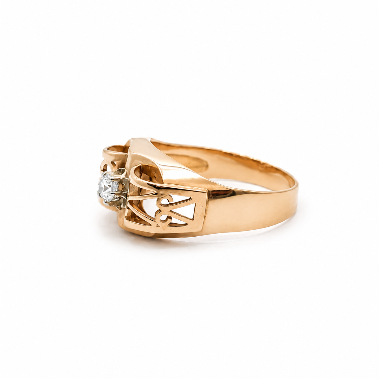 Bague Tank - Or Rose et Diamant