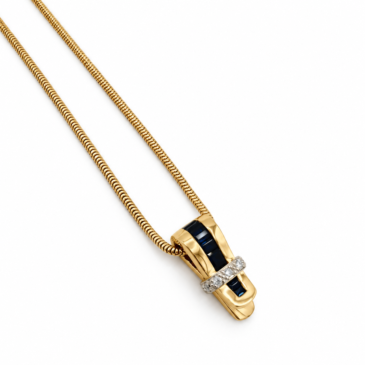 Collier pendentif Or jaune Saphirs et diamants