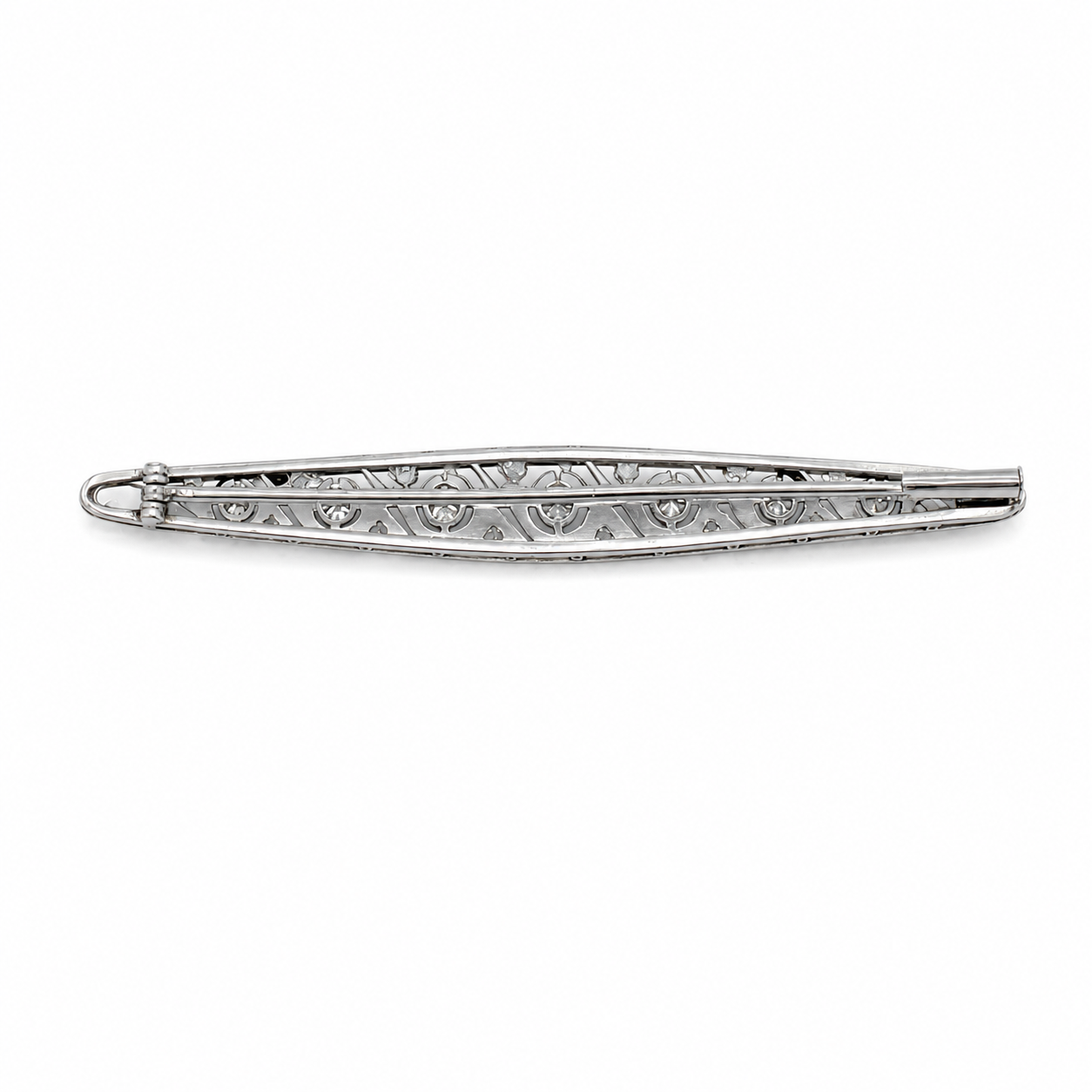 Art Déco - Broche Platine et Diamants