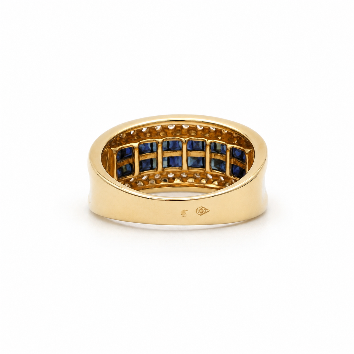 Bague Bandeau - Or jaune - Saphirs et Diamants