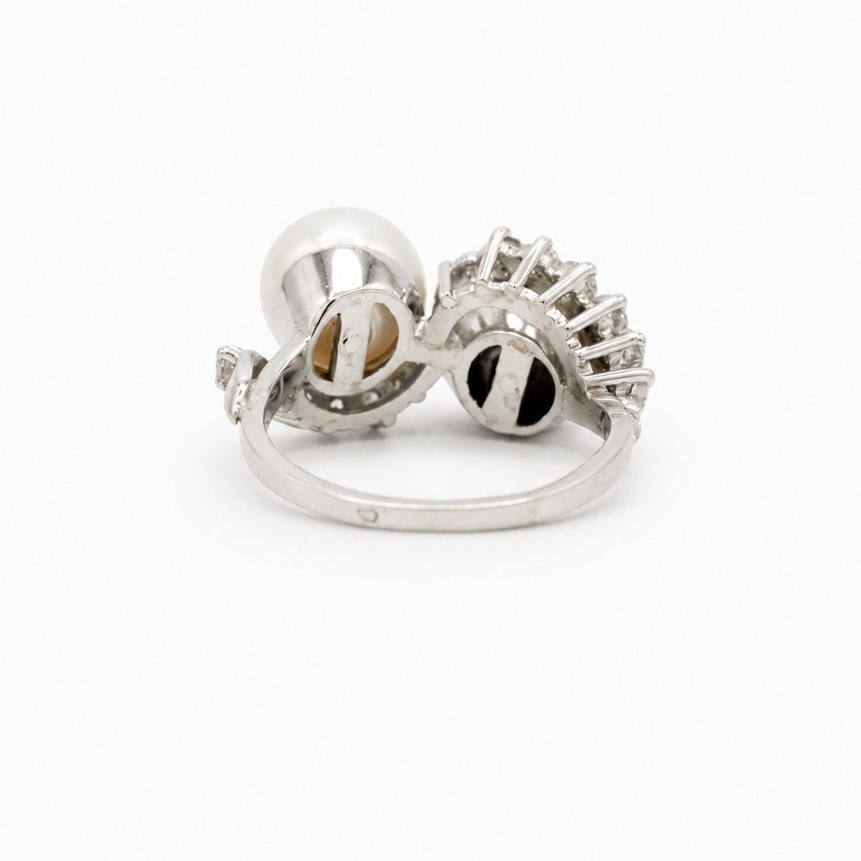 Bague Toi & Moi - Or blanc - Perles et Diamants