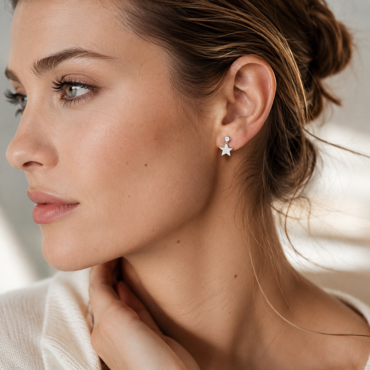Boucles d’oreille étoile - Or blanc et diamants