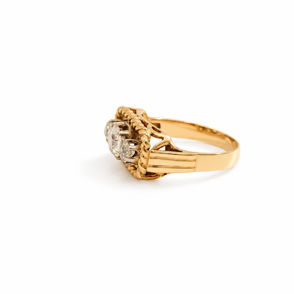 Bague trilogie - Or Jaune et Diamants - Année 40