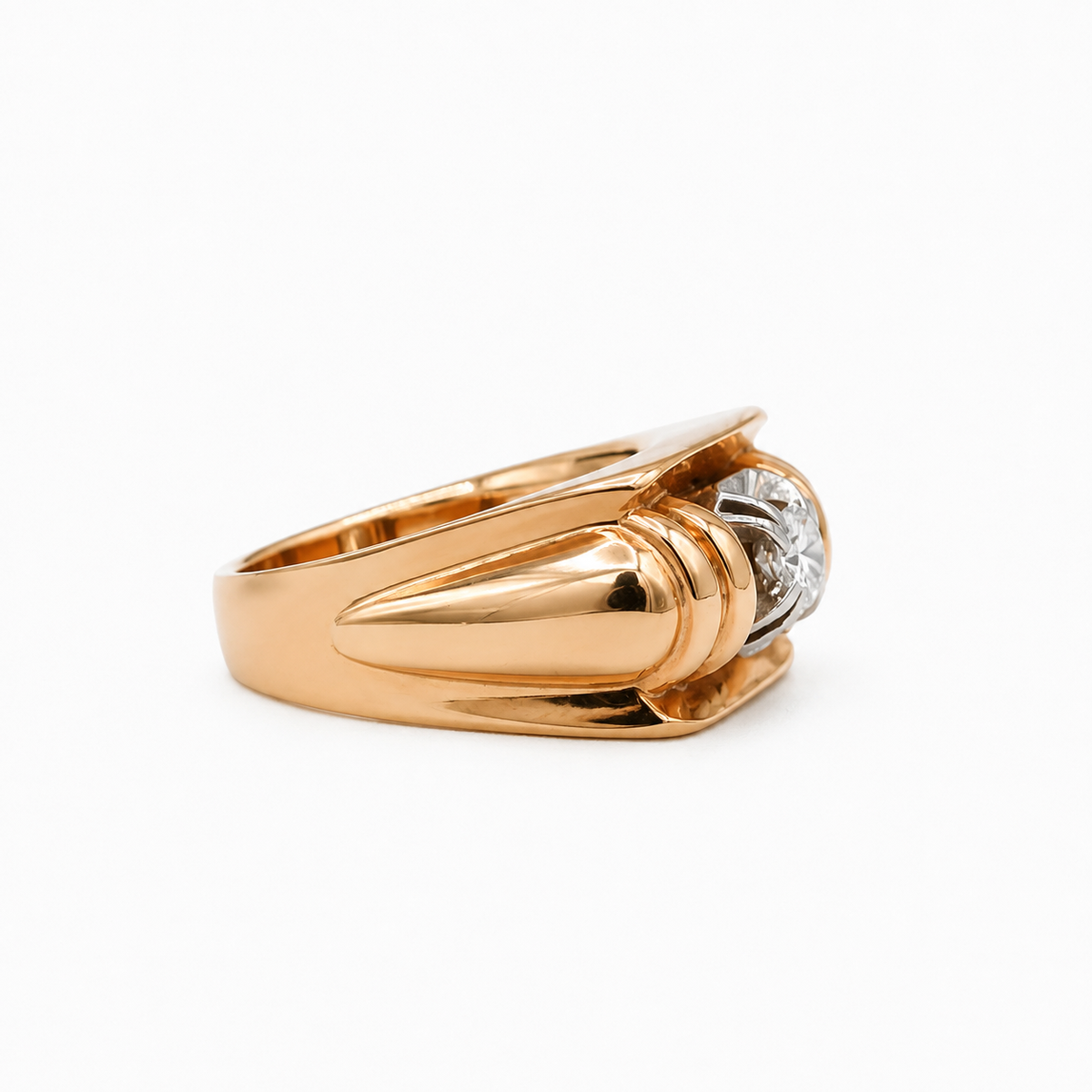 Bague Tank - Or rosé et Platine - Diamant 0,19 carat