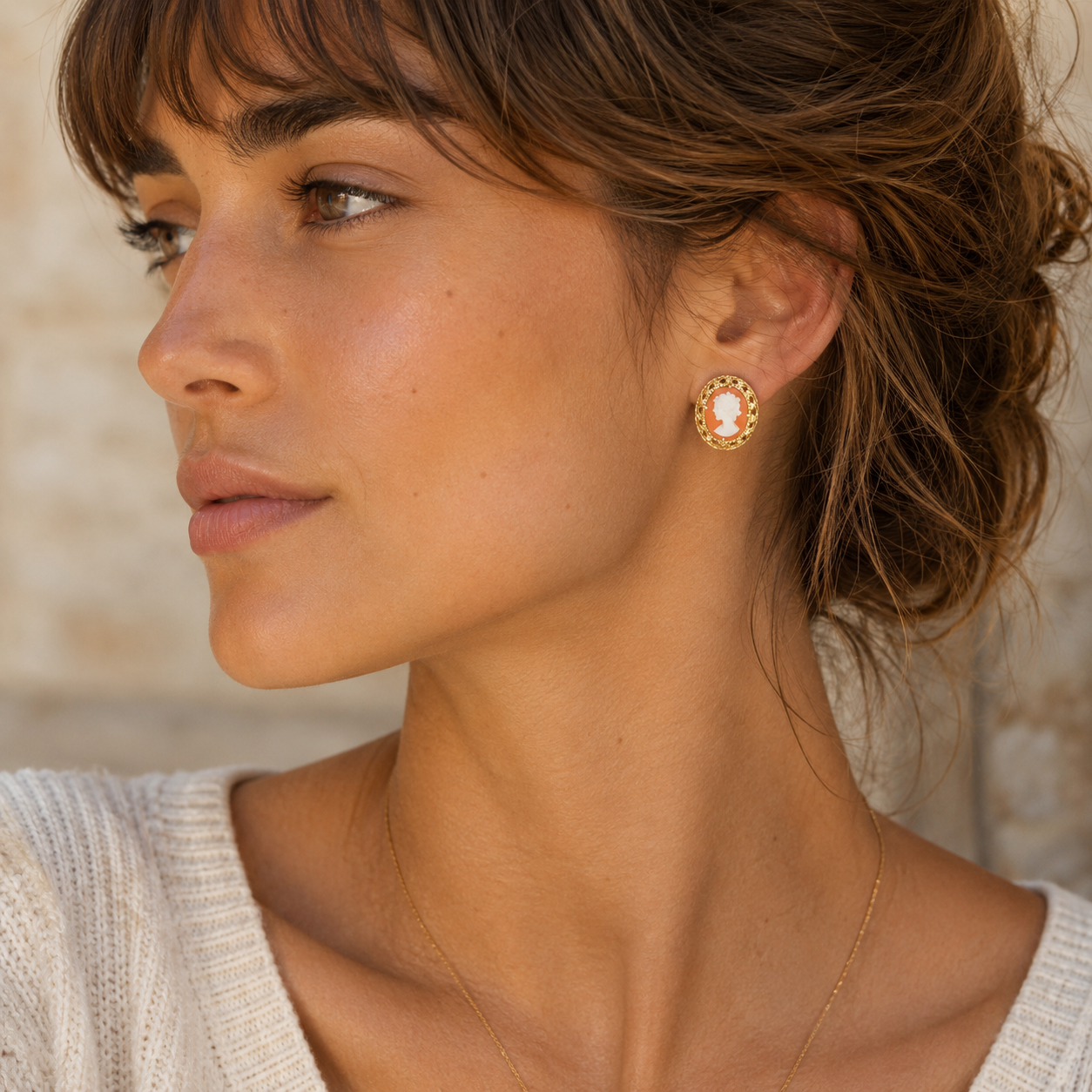 Boucles d’oreilles Camée - Or jaune