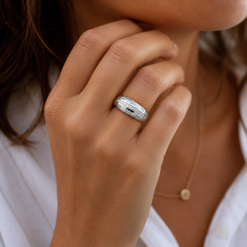 Bague Jonc - Or Blanc - Diamants