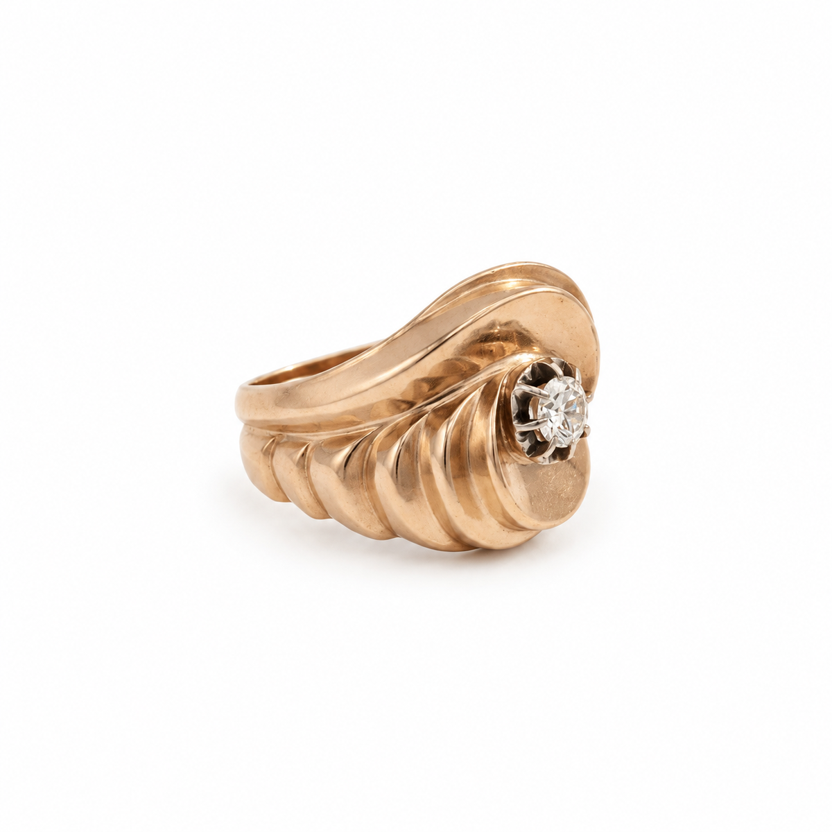 Bague Tank - Or Rose - Diamant 0,25 Carat
