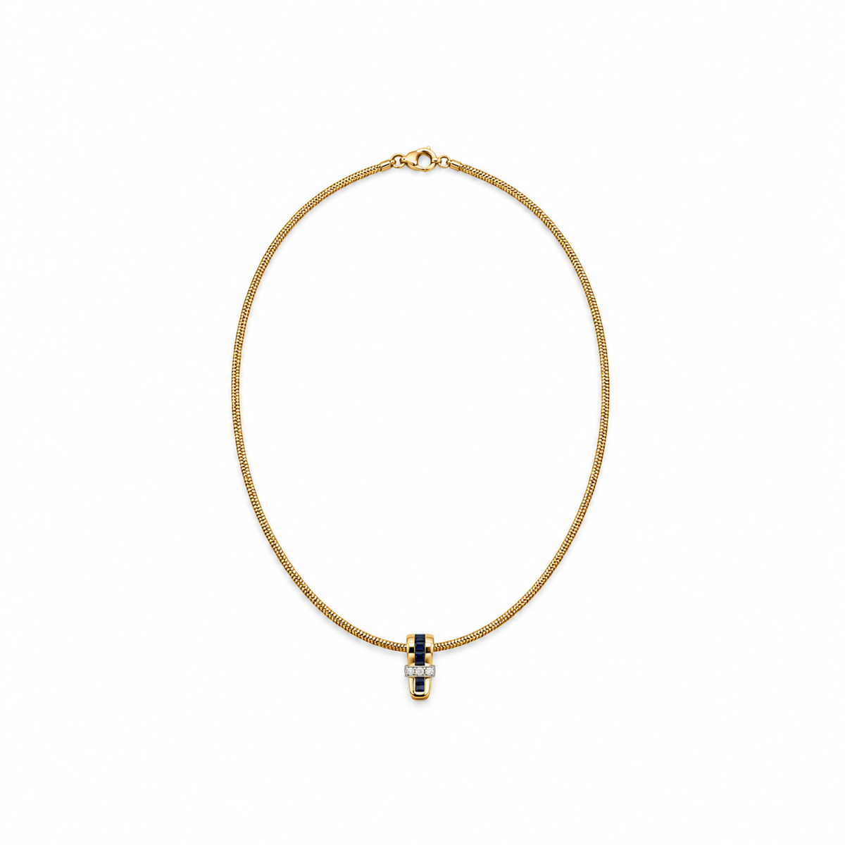 Collier pendentif Or jaune Saphirs et diamants
