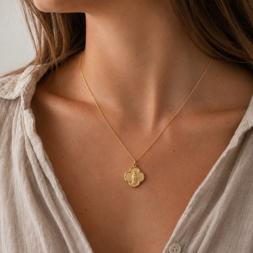 Art Nouveau - Médaille Vierge Miraculeuse - Or jaune