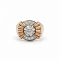 Bague Tank - Or Rosé et Platine - Diamants 0,30 ct
