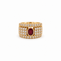 Bague bandeau Or jaune - Rubis et Diamants
