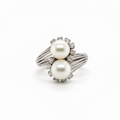 Bague Toi et Moi - Or Blanc - Perles de culture et Diamants