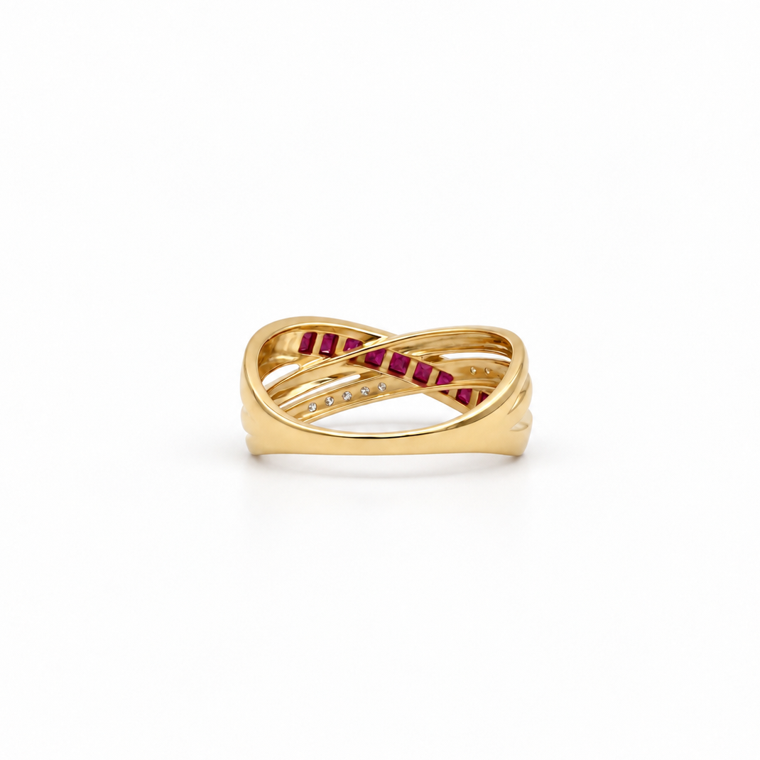 Bague Or jaune - Rubis et Diamants
