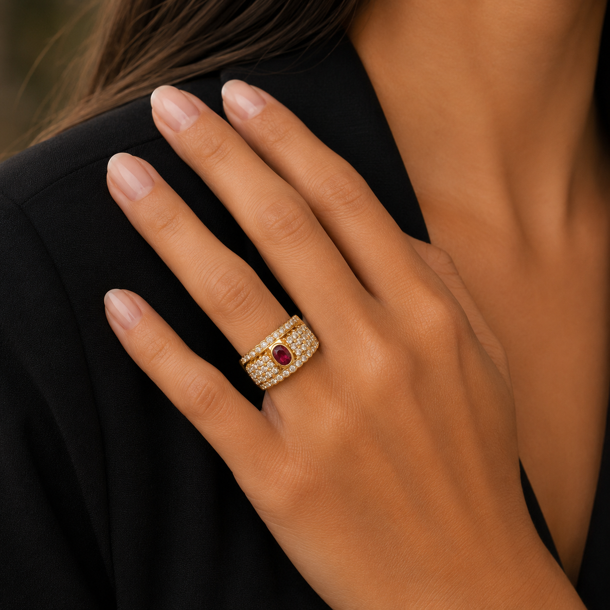 Bague Or jaune - Rubis et Diamants