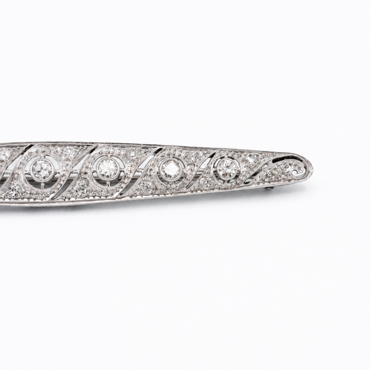 Art Déco - Broche Platine et Diamants