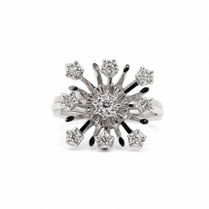 Bague Fleur - Or blanc et diamants