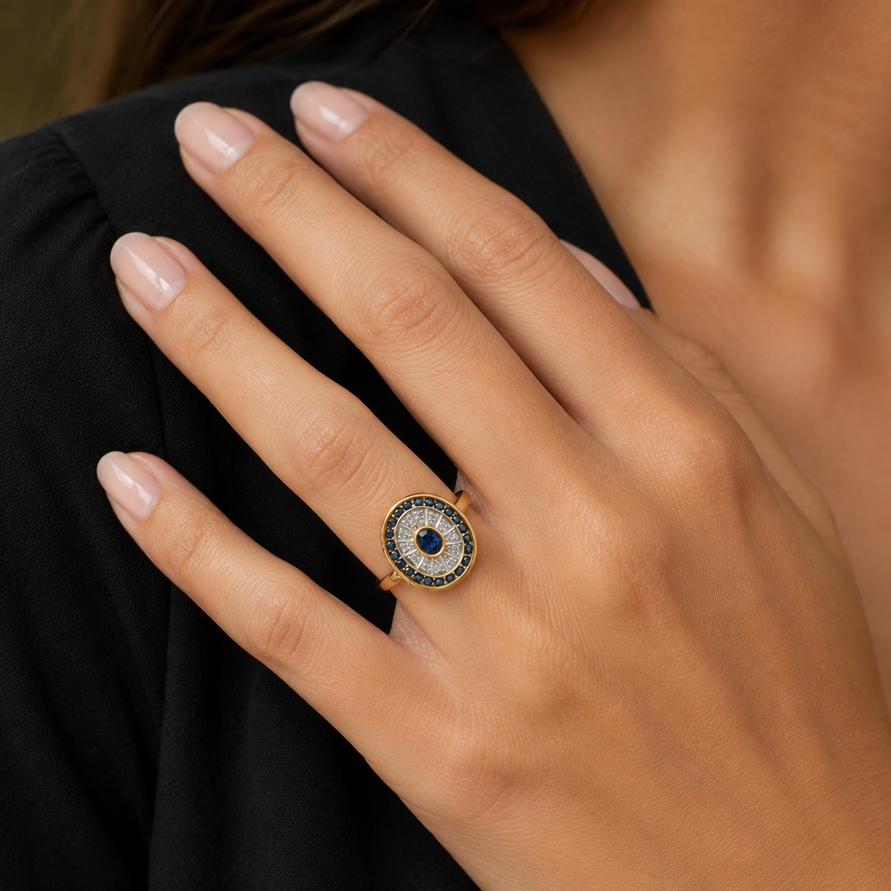 Bague Or jaune - Saphirs et Diamants