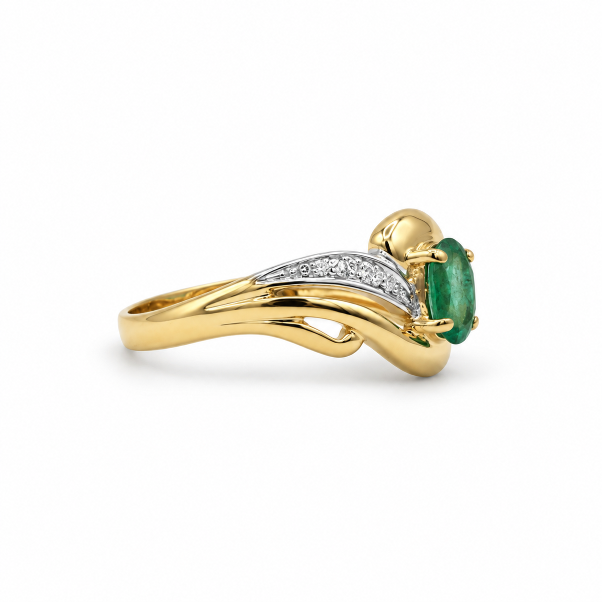 Bague Or Jaune et Blanc Emeraude 0,30 carat