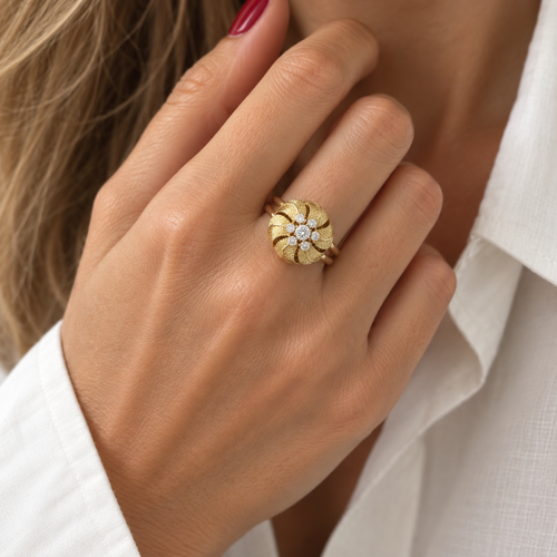 Bague Fleur - Or jaune - Diamants 0,50 carat