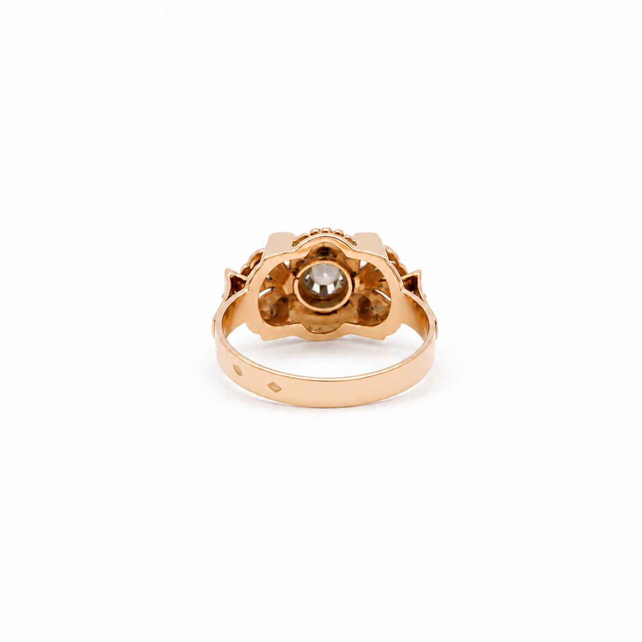 Bague Tank - Or rose - Diamant Taille ancienne