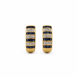 Boucles d’oreilles Or jaune Saphirs et Diamants