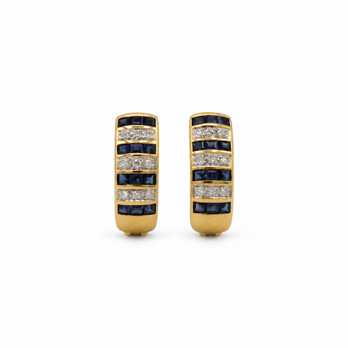 Boucles d’oreilles Or jaune Saphirs et Diamants