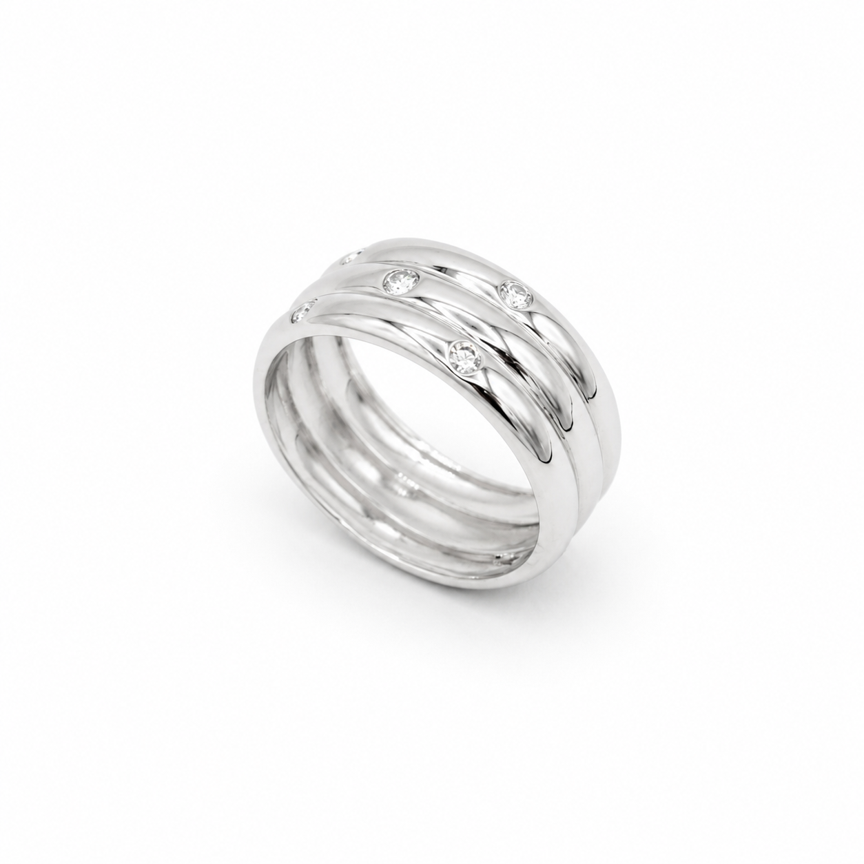 Bague Bandeau - Or blanc et Diamants