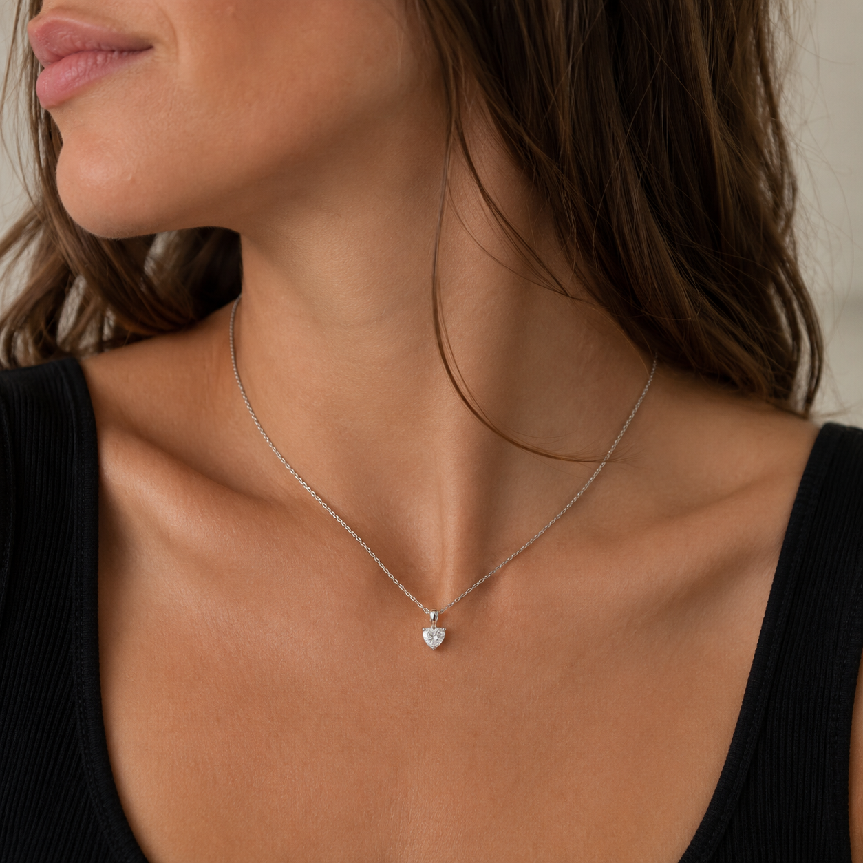 Collier Pendentif Coeur - Or blanc et Diamant