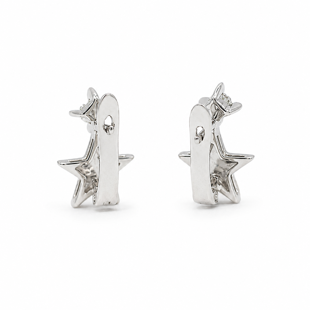 Boucles d’oreille étoile - Or blanc et diamants