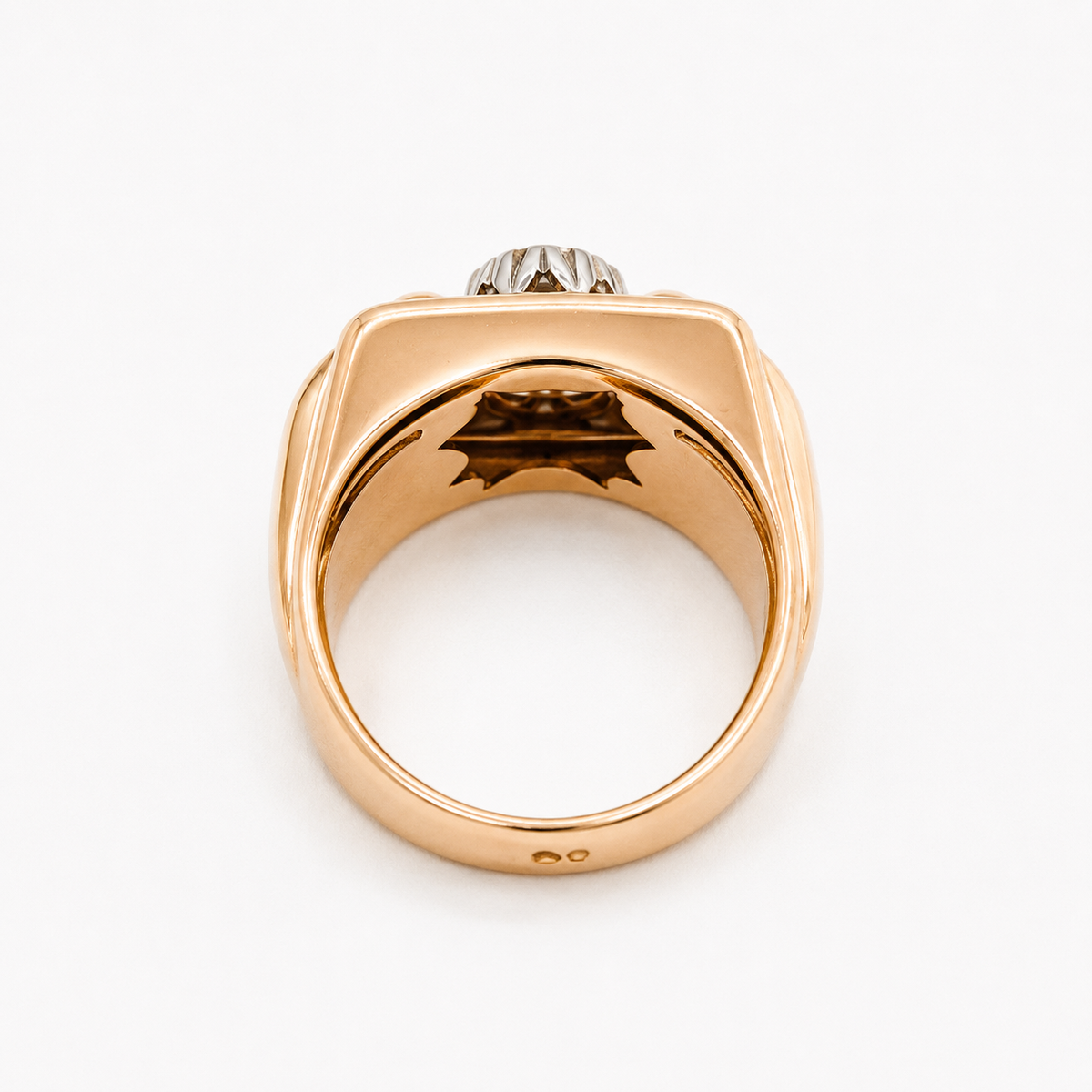 Bague Tank - Or rosé et Platine - Diamant 0,19 carat