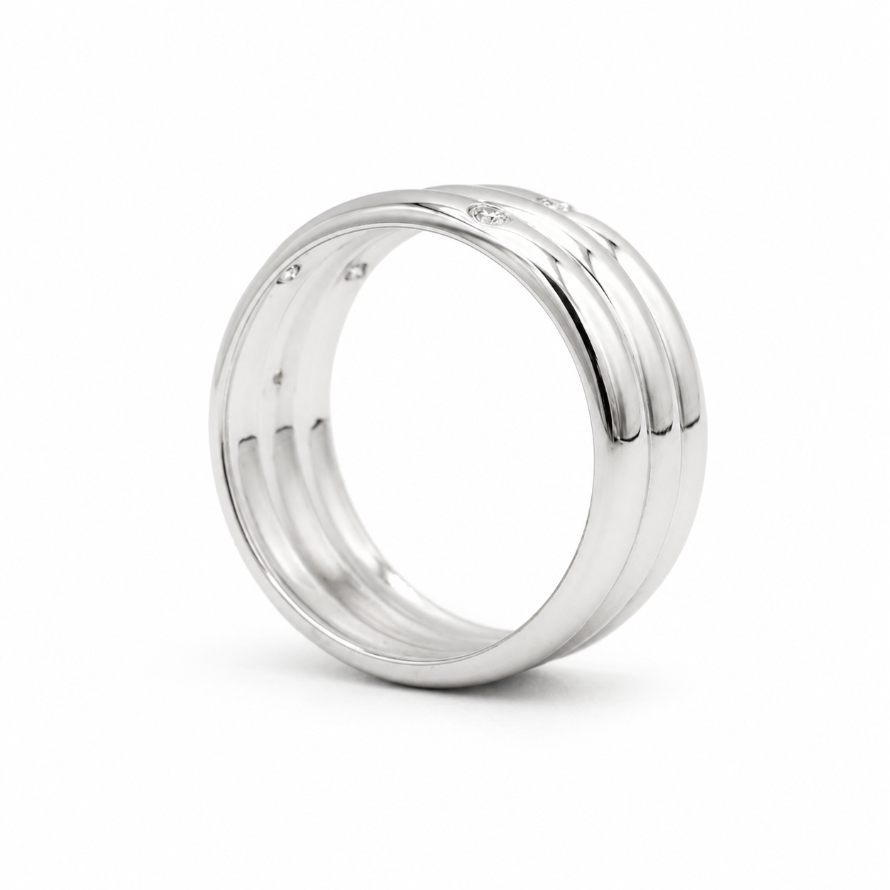 Bague Bandeau - Or blanc et Diamants