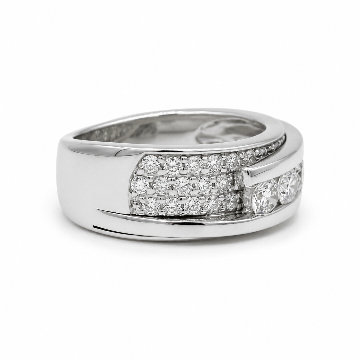 Bague Or blanc - Pavage Diamants
